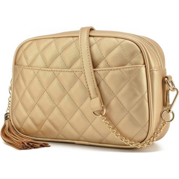 Handbags - Quilted Crossbody Bag Gold-lm692b